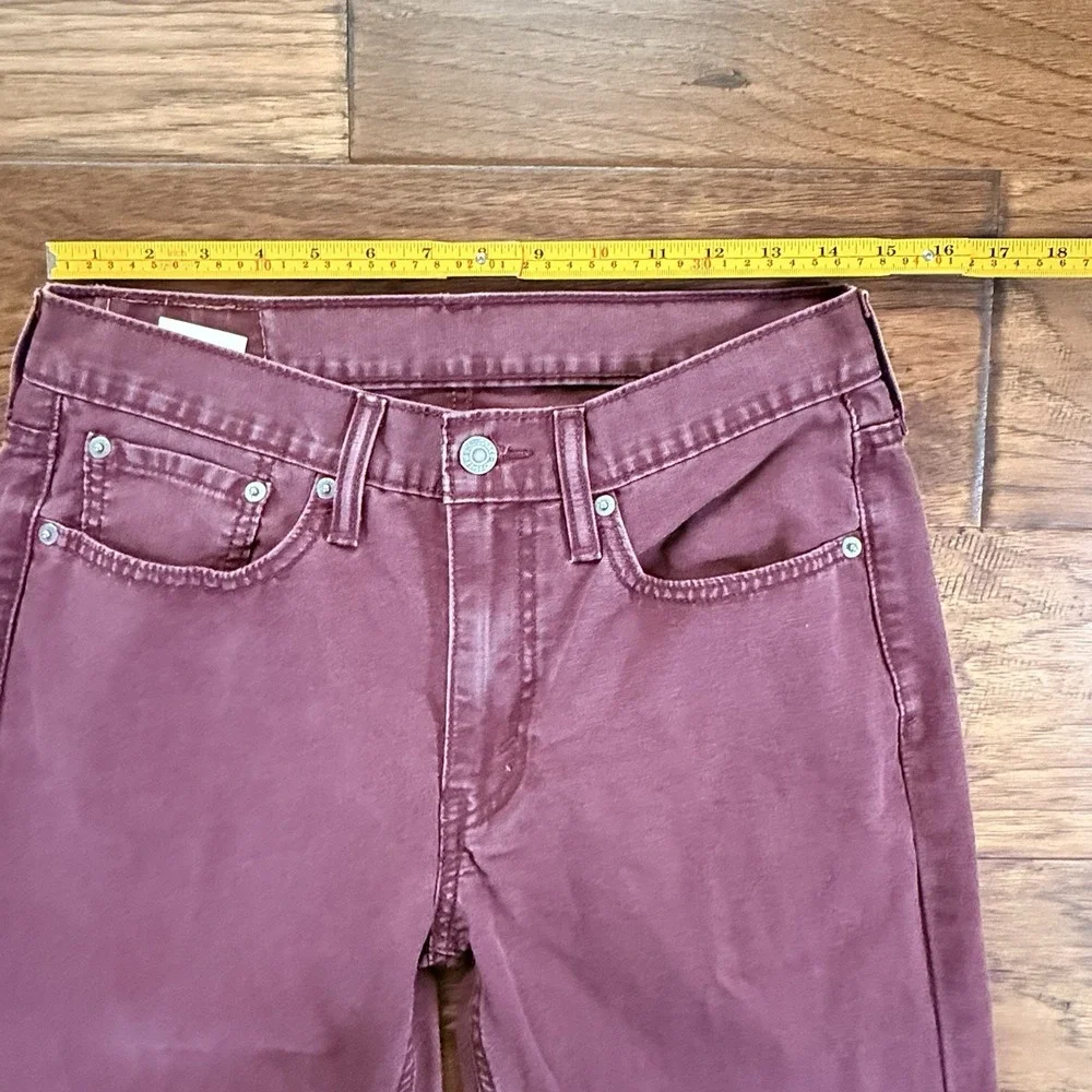 Levi's 514 Straight Leg Canvas‎ Pants Burgundy Streetwear Workwear W31 L32
